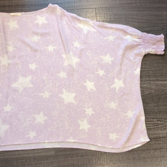 3/$20 ODDY Oversized Star Print Top Long Batwing Sleeve Smocked Cuff Asymmetric - Picture 11 of 13